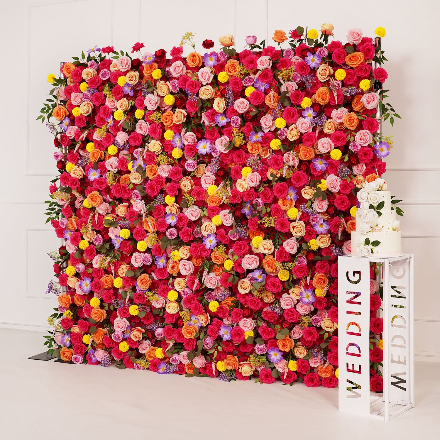 Artificial Colorful Wedding Flower Wall Decor